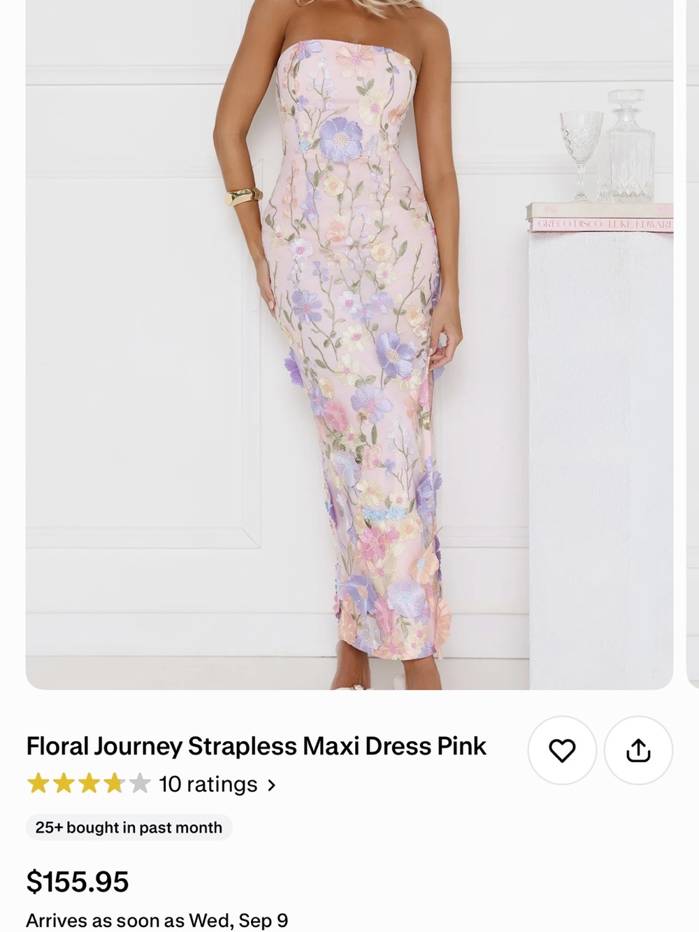 Hello Molly Pastel Floral Strapless Maxi Dress